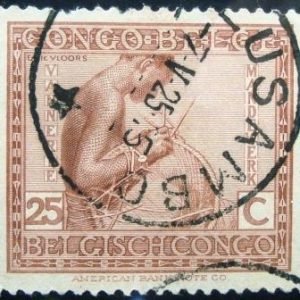 Selo postal do Congo Belga de 1923 Basketmaking U