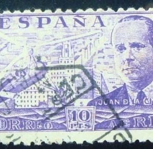 Selo postal da Espanha de 1947 Juan de la Cierva