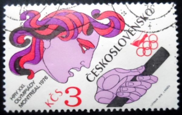 Selo postal da Tchecoslováquia de 1976 Relay Race