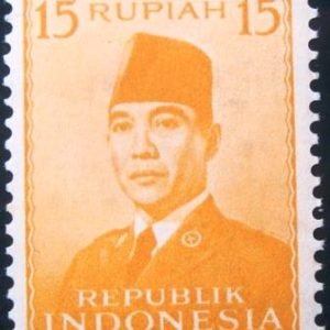 Selo postal da Indonésia de 1953 President Sukarno 15