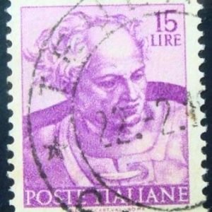 Selo postal da Itália de 1961 Head of the prophet Joel