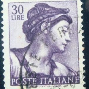 Selo postal da Itália de 1961 Head of the Sibyl Eritrea