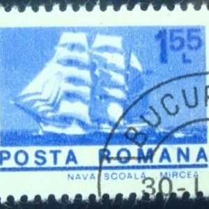 Selo postal da Romênia de 1974 Ship Mircea