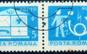 Se-tenant da Romênia de 1974 Post and telecommunications 5