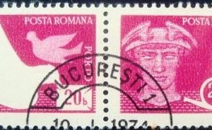 Se-tenant da Romênia de 1974 Post and telecommunications 20