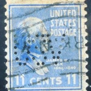Selo postal dos Estados Unidos de 1938 James K. Polk 11