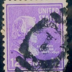 Imagem similar à do selo postal dos estados Unidos de 1938 Zachary Taylor 12 U