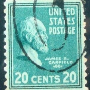 Imagem similar à do selo postal dos Estados Unidos de 1938 James A. Garfield 20 U