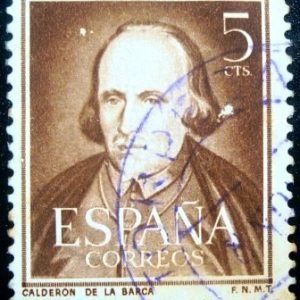 Selo postal da Espanha de 1951 Pedro Calderon de la Barca