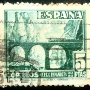Selo postal da Espanha de 1948 Railways Centenary