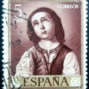 Selo postal da Espanha de 1962 The Madonna as a child
