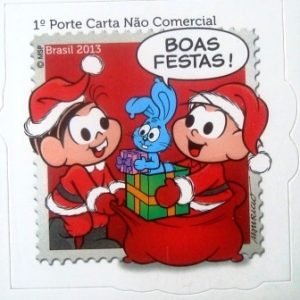 Selo postal do Brasil de 2013 Mônica e Cebolinha