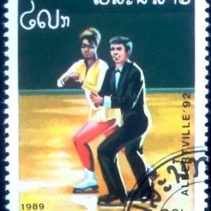 Selo postal do Laos de 1989 Figure skating (pair)