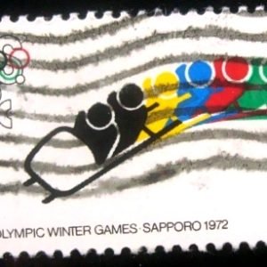 Selo postal dos Estados Unidos de 1972 Bobsledding and Olympic Rings