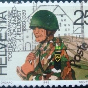 Selo postal da Suíça de 1989 Service member of the field post