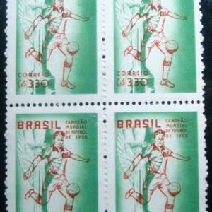 v Quadra de selos postais do Brasil de 1959 Brasil Campeão N QD