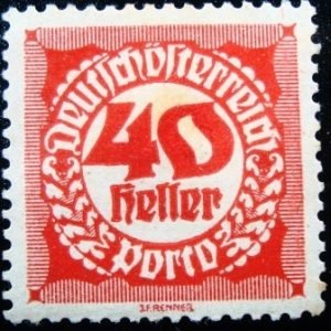 Selo postal da Áustria de 1920 Digit in circle 40
