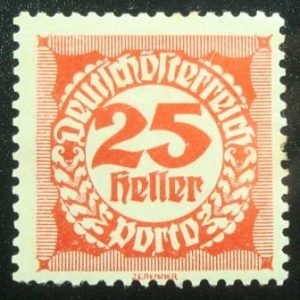 Selo postal da Áustria de 1920 Digit in circle 25