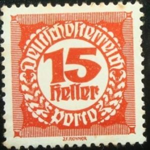 Selo postal da Áustria de 1920 Digit in circle 15