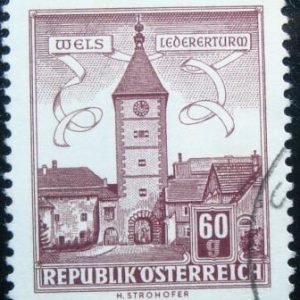 Selo postal da Áustria de 1962 Lederer Tower
