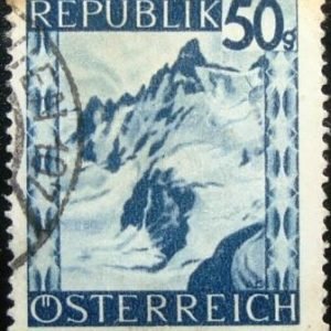 Selo postal da Áustria de 1945 Silvretta Mountain Range