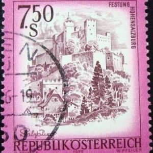 Selo postal da Áustria de 1977 Hohensalzburg Fortress