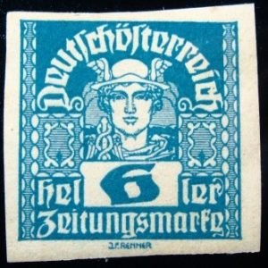 Selo postal da Áustria de 1920 Mercury 6