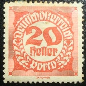 Selo postal da Áustria de 1923 Digit in circle 20
