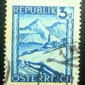 Selo postal da Áustria de 1945 Lermoos