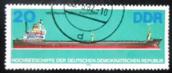 Selo postal da Alemanha Oriental de 1982 OBC Cargo Weimar MCC