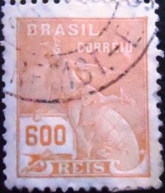 Selo postal do Brasil de 1931 Mercúrio 600