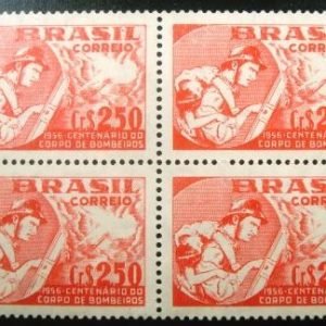 Quadra de selos postais de 1956 Corpo de Bombeiros