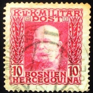 Selo postal da Áustria de 1915 Emperor Franz Josef 10