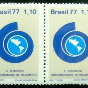 Par de selos postais do Brasil de 1977 Seminário de Orçamento