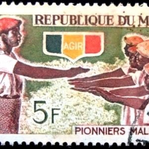 Selo postal do Mali de 1966 Initiation of pioneers