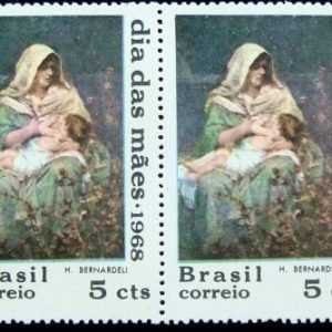 Par de selos postais do Brasil de 1968 Dia das Mães M PR