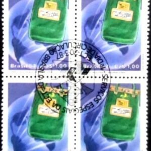 Quadra de selos postais do Brasil de 1987 Correio Acelerado Internacional MCC QD
