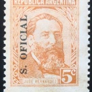 Selo postal da Argentina de 1957 José Hernandez 5ovpt.