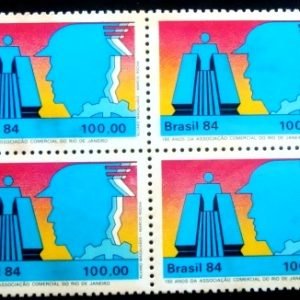 Quadra de selos postais do Brasil de 1984 Associação Comercial Rio Janeiro M QD