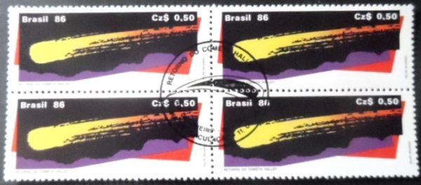 Quadra de selos do Brasil de 1986 Cometa Halley