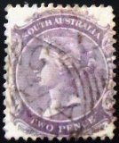 Selo postal da Austrália do Sul de 1899 Queen Victoria 2 U A