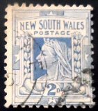 Selo postal de Nova Gales do Sul de 1910 Queen Victoria 2 U sev
