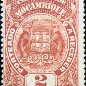 Selo postal da Cia. Moçambique de 1919 Elephant Holding Coat Of Arms