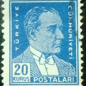 Selo postal da Turquia de 1951 Kemal Ataturk 20