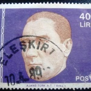 Selo postal da Turquia de 1988 Kemal Ataturk 400