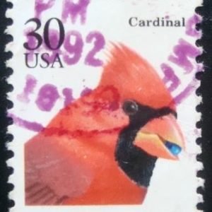 Selo postal dos Estados Unidos de 1991 Northern Cardinal