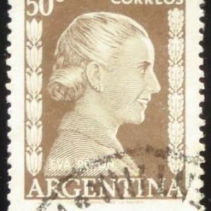Selo postal da Argentina de 1952 Eva Perón 50