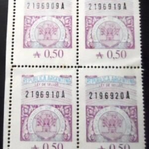 Quadra de selos fiscais de Córdoba Fiscal 0.50