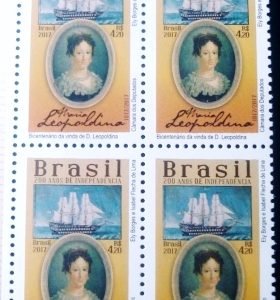 Quadra de selos postais do Brasil de 2017 D. Maria Leopoldina