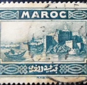 Selo postal do Marrocos de 1933 Kasbah Oudaïas